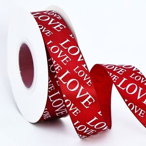 Cinta de Satén Romántica al por Mayor de 2.5cm x 25 Yardas con la Palabra 'LOVE' y Corazones para Envolver Regalos del Día de San Valentín y Ramos de Boda - Product Image 2