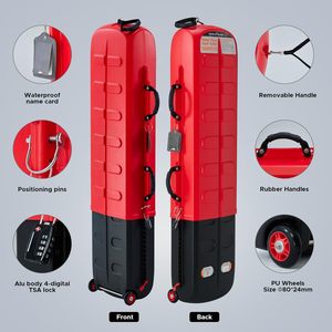 Professional OEM Custom Wheeled Genuine Leather Detachable Waterproof 36-55L Capacity <b>Ski</b> Double Snowboard Bags Factory Direct - Product Image 4
