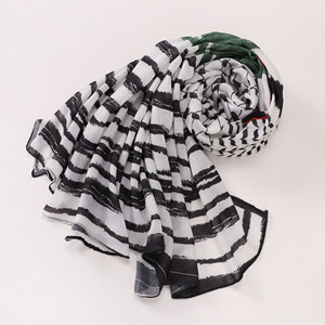 Nouvel arrivage de bandana rayé moyen-orient hijab imprimé satin écharpe châle foulard Palestine islamique ethnique hijab châles - Product Image 3