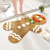 Tapis en peluche en forme d'homme en pain d'épices brodé, antidérapant, décoration de Noël, cadeau pour la maison, l'hôtel, le salon, essentiels de vacances