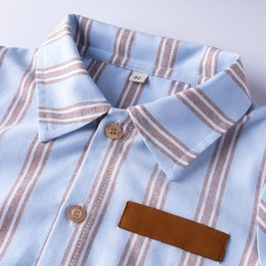 Tenue vintage pour bébé garçon chemise à rayures bleues short à bretelles marron nœud papillon vêtements de cérémonie photographie <span class=keywords><strong>Costume</strong></span> ensembles de vêtements pour bébés - Product Image 3