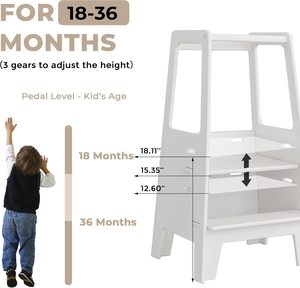 Tour d'apprentissage pour tout-petits, tabouret en bois pour la cuisine, réglable, design soigné, outils Montessori - Product Image 2