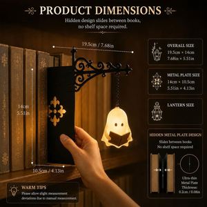 Ghost Bookshelf <b>Lantern</b> Library <b>Mini</b> Bookshelf Lamp-Cute Hanging LED Nightlight 3500K Warm White Halloween Vintage - Product Image 6