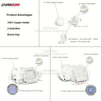 Puce LED haute puissance IR COB 10W 20W 30W 50W 100W proche infrarouge 680nm 700nm 780nm 800nm 850nm 880nm 940nm 980nm 1000nm 1100nm