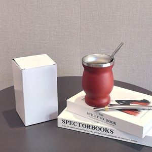 Ensemble de boisson Yerba Mate de style argentin, <span class=keywords><strong>gourde</strong></span> en acier inoxydable isolée sous vide de 8 oz (240 ml), paille bombilla, tasse cadeau - Product Image 5