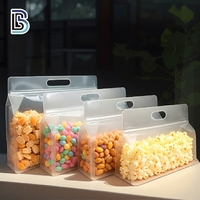 Sachet d'emballage refermable Lebei pour biscuits, en plastique transparent mat, avec poignée, fond plat, fermeture éclair, résistant à l'humidité