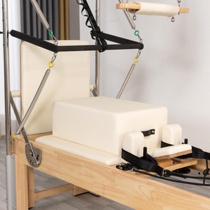 Reformer Pilates 3-en-1 en bois de chêne avec barre de balançoire et sangles de sécurité, table trapèze pour <span class=keywords><strong>programmes</strong></span> en marque blanche - Product Image 4