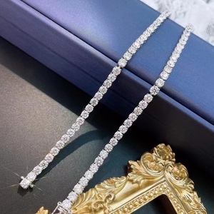 Bracelet de luxe en or blanc massif 14 carats avec diamants Moissanite 3 mm, prix d'usine, longueurs 16 cm, 18 cm, 20 cm, 22 cm - Product Image 2