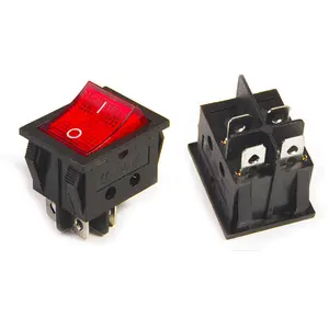Wenzhou factory wholesale switch 4 pin 2 gears KCD4 16A boat power rocker switch with led light 250V 32*25