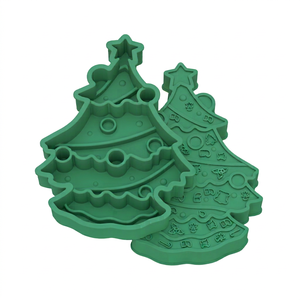 Mangeoires de voyage 2-en-1 en silicone antidérapantes et étanches, style sapin de Noël, pour l'alimentation lente et élégante des animaux de compagnie - Product Image 1