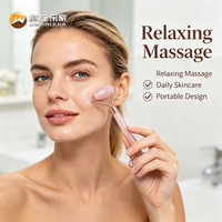 Outil de massage facial en quartz rose et jade Jiwan Lejia pour soins de la peau, outil de massage du visage, rouleau Gua Sha