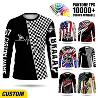 T-shirt à manches longues pour homme, personnalisé OEM ODM, sublimation, drapeau à carreaux, col rond, impression intégrale, pour streetwear