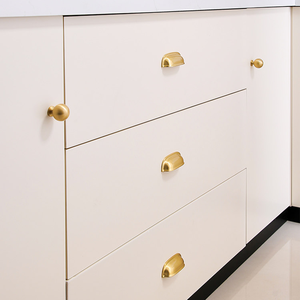 Solid Brass Shell Handle Modern Gold Wardrobe <strong>Door</strong> Handle Drawer Cabinet Kitchen <strong>Bedroom</strong> Shoe Rejection - Product Image 5