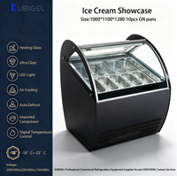 Vitrine Réfrigérée Commerciale Monotempérature pour Crèmes Glacées avec Ventilateur, Contrôle Numérique, Supermarché, 10 Étagères, Capacité 151L