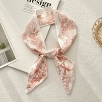 En gros, Foulard en soie 26 lettres, Série naturelle, Foulard étroit en satin à motifs floraux, Bandeau pour cheveux, Ruban pour sac, Foulard de cou, Cadeau et décoration pour femme
