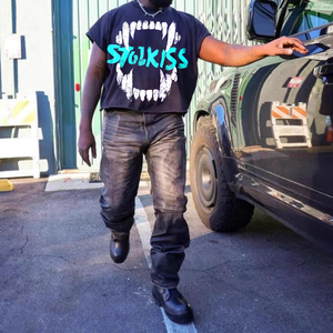 ストリートウェア特大ジムウェアOネックTシャツ男性用ルーズフィット通気性クイックドライスポーツTシャツカスタムロゴプリントジャージーTシャツ - Product Image 4