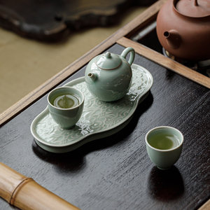 Guanlan Banana Moon Color Begonia Cloud Pattern Ceramic <b>Tea</b> Tray Flat Multi-Purpose <b>Tea</b> <b>Set</b> Holder For Home Use - Product Image 3