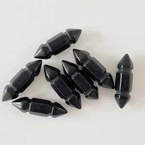 Pendentif en pierre précieuse en quartz avec fil enroulé, améthyste, obsidienne, jade blanc, hexagonal, pointu, avec fil enroulé autour d'un arbre de vie - Product Image 4
