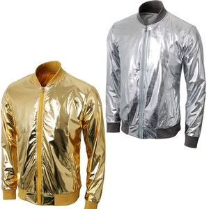 Chaqueta Bomber Varsity Metálica Brillante <span class=keywords><strong>para</strong></span> <span class=keywords><strong>Hombre</strong></span>, Estilo Club Nocturno, con Cierre, <span class=keywords><strong>Traje</strong></span> <span class=keywords><strong>de</strong></span> Disfraz - Product Image 2