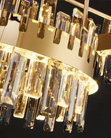 Lustre LED en cristal moderne de luxe en fer rond pour hall de villa, décoration intérieure, lampe suspendue réglable en hauteur pour salon d'hôtel