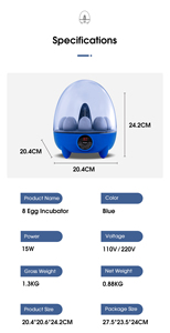 Incubadora de Huevos Pequeña Transparente para 8 Huevos WONEGG, Máquina para Incubar Huevos Casera a Bajo <span class=keywords><strong>Precio</strong></span> - Product Image 3