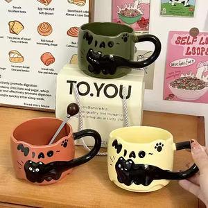 แก้วกาแฟเซรามิคลายแมวแบบนูน  สามารถวางซ้อนกันได้  ทำจากพอร์ซเลน  รับทำโลโก้  เป็นมิตรต่อสิ่งแวดล้อม  ของขวัญทางธุรกิจ  ความจุ 380 มล.  ทันสมัย - Product Image 2