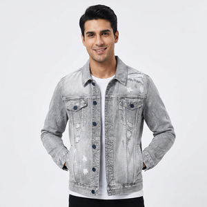 Wholesale breathable Custom <b>Men's</b> <b>Long</b> Sleeve Plus Size University Denim <b>Jacket</b> in High-Quality Cotton - Product Image 1