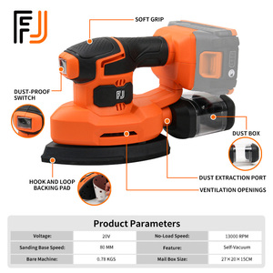 Sander de précision sans fil 20V, 13000 tr/min, sander électrique de type souris avec collecteur de poussière, 6 accessoires, 24 papiers abrasifs pour les espaces restreints - Product Image 2