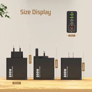 6 Cổng USB C PD Sạc 200W Sạc Nhanh 3.0 Loại C USB Điện Thoại Di Động Sạc Siêu Nhanh Sạc Adapter Đối Với Samsung Xiaomi - Product Image 4