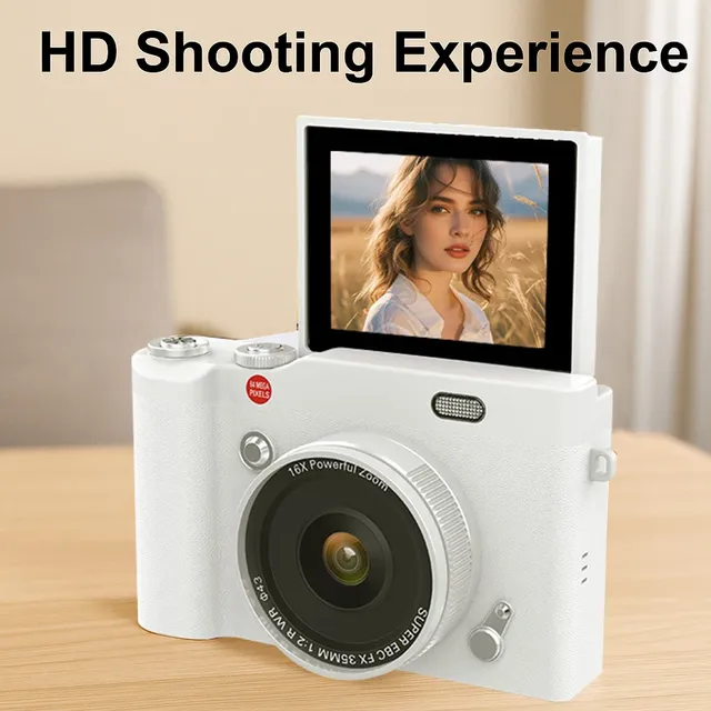 Compact Digital Camera 180 Flip 2-3'' Screen CCD Dual Screen 7.1x-16x Optical Zoom Full HD Outdoor Travel Photo Video Camera