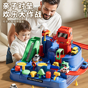 Childrens Car Track Firefighting Adventure <b>Sliding</b> Parking Puzzle Toy For 2 4 Years Old Kids Unisex Playset - Product Image 1