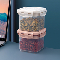Bocal à bouteilles en plastique de qualité alimentaire Boîtes transparentes à grains entiers Organisateur de cuisine Boîtes de rangement Boîte ronde en plastique avec cuillère