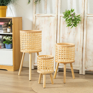 Bamboo Woven Flower <b>Stand</b> Medium Large <b>Small</b> Indoor Outdoor Plant <b>Display</b> Rack For Home Garden Decor - Product Image 1