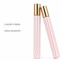 Flacon de parfum vide 35 ml en gros avec boîte cadeau cupcake à rayures roses, 24 flacons de parfum en verre pour présentation, logo personnalisé