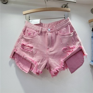 Viviblook C412PT Coton Déchiré Solide Droite Streetwear Casual Denim Jeans Femmes Distressed Shorts Femmes Jeans 2024 - Product Image 5