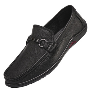 Mocasines de Cuero Genuino para Hombre, Punta Cuadrada, Diseño con Hebilla, Cómodos, Estilo Casual de Negocios - Product Image 4