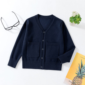 2025 mode printemps automne enfants vêtements couleur unie coton tricoté bouton Cardigan chandails pour adolescents - Product Image 6