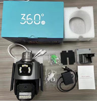 Caméra de surveillance sans fil à double écran avec vision simultanée, éclairage à lumière chaude 3500K, CMOS, étanche IP66, vue à 360°