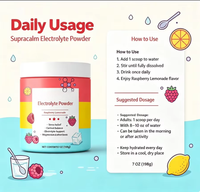 Poudre de boisson électrolytique Supracalm saveur framboise-citron OEM pour adultes – Complément pour le soulagement du stress et l'équilibre du cortisol