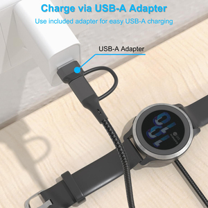 Câble de charge tressé USB C et USB A 2 en 1 de remplacement pour Garmin <span class=keywords><strong>Fenix</strong></span> 8 <span class=keywords><strong>7</strong></span> <span class=keywords><strong>7X</strong></span> <span class=keywords><strong>7</strong></span> Pro, Forerunner 965 745 645 265 255 - Product Image 3