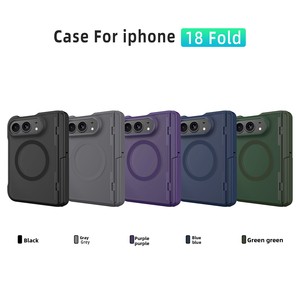 Huanmin Factory's new foldable phone case for Apple, compatible with <b>iPhone</b> 18 Ultra, features a magnetic ring stand and a 2-in- - Product Image 4
