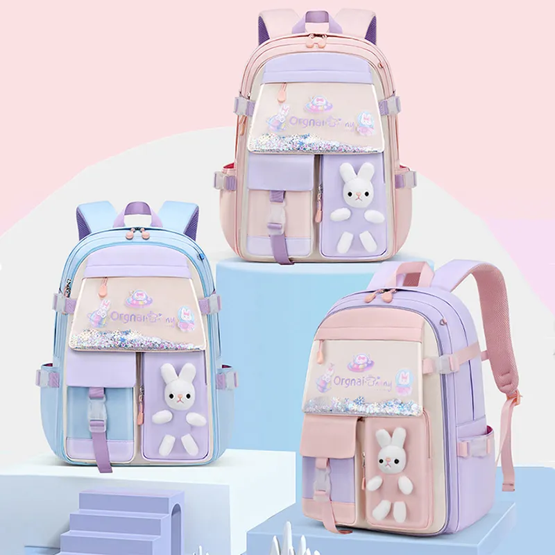 2022 Colorful Fashion Cute Kids Cartoon Bag Girls Decompression Waterproof Large Capacity School Backpack