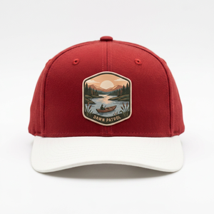 Gorra Unisex de Perfil Medio con Visera Curva, de Seis Paneles, Bicolor Rojo y Blanco, con Logotipo de Parche Tejido Personalizado, de Alta Calidad al por Mayor - Product Image 1