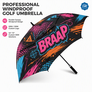 Parapluie de golf durable, entièrement imprimé, coupe-vent et imperméable, avec poignée ergonomique antidérapante, pour une utilisation en extérieur - Product Image 1