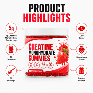 Suplemento Dietético Pre-Entrenamiento, Gomitas de Creatina, Potenciador de Energía y Desarrollo Muscular para Adultos, Creatina Monohidrato - Product Image 5
