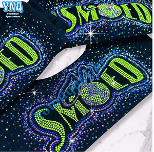 カスタムHotfixラインストーンシートダイヤモンド熱伝達カスタマイズきれいなネオンカラーTシャツラインストーンパターンカスタマイズ - Product Image 3