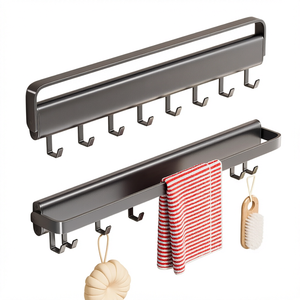 Toallero Plegable Moderno para Baño, Sin Perforaciones, Montado en la Pared con 6 Ganchos, para Baño y Cocina - Product Image 1