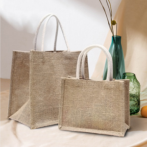 Custom Logo Printing Fashion <strong>Jute</strong> Linen Walker <strong>Bags</strong> for Travel With Cotton Rope <strong>Tote</strong> - Product Image 4