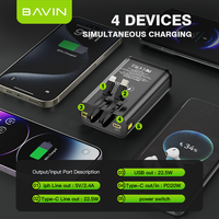 BAVIN PC1003S pantalla LED transparente pd20w portátil 20000mAh banco de energía de carga rápida con cable dual