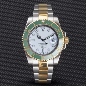 Đồng hồ cho nam nh35 phong trào 40mm Sub trường hợp màu xanh lá cây sáng Sapphire kính trắng quay số màu xanh tay tự động cơ khí đồng hồ đeo tay - Product Image 4